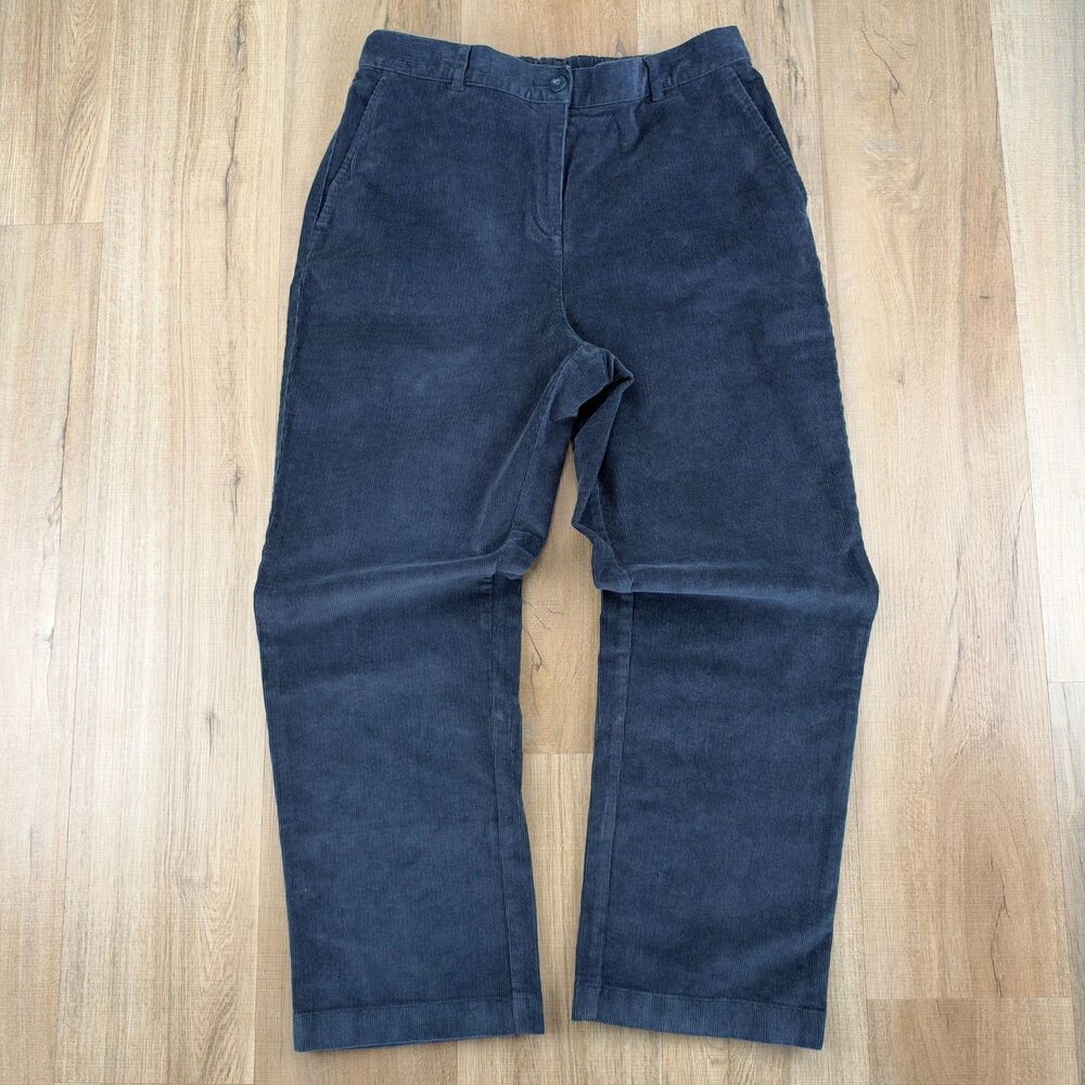 L.L.Bean Classic Fit Corduroy Pants Women's 12 Petite Navy Stretch Straight Leg